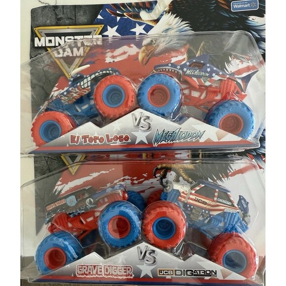 Hot Wheels Monster Jam Trucks Stars And Stripes Series 1 New 2 Packs Set Bundle - Picture 1 of 1